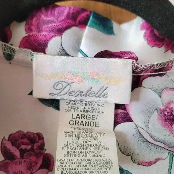 Dentelle Floral Purple Rose Robe Vintage Size Large - Picture 3 of 6